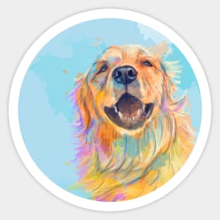 Golden Smile - Golden Retriever Portrait Sticker